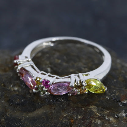 Classic Multi Sapphire Ring Silver
