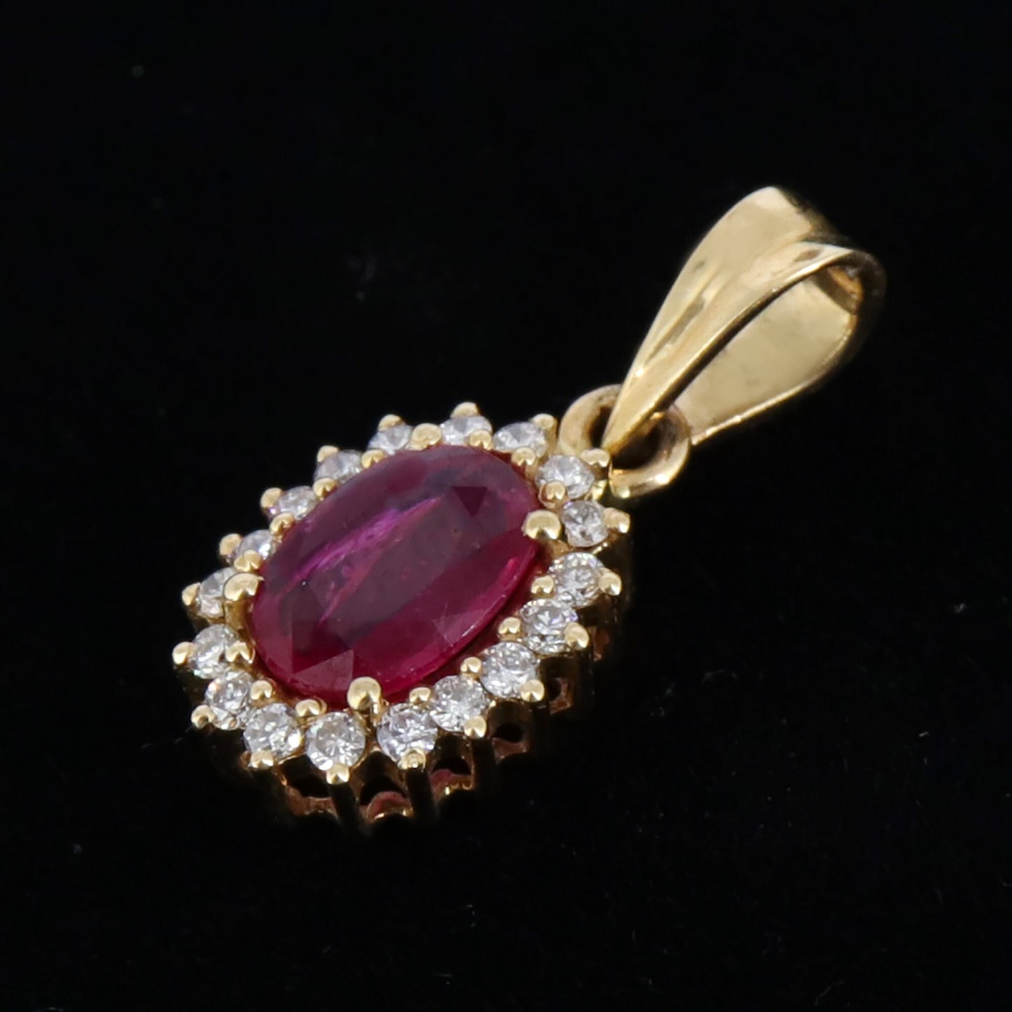Ruby Halo Pendant 18K Gold