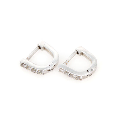 White Hoops Earring 18K Gold