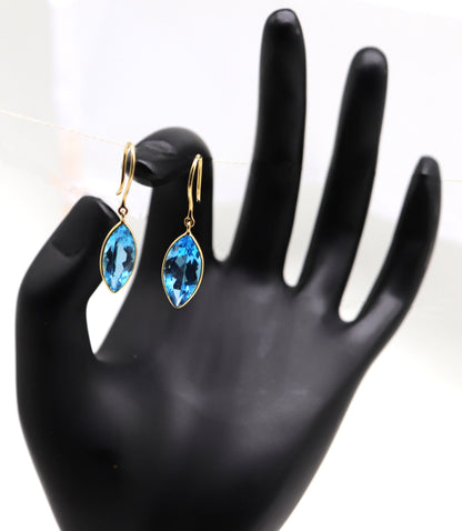 Yellow Handmade Blue Topaz Earring 18K Gold
