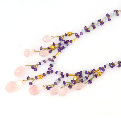 Rose Quartz Necklace 18K Gold