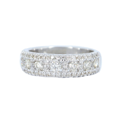 Half Eternity White Band Real Ring 18K Gold