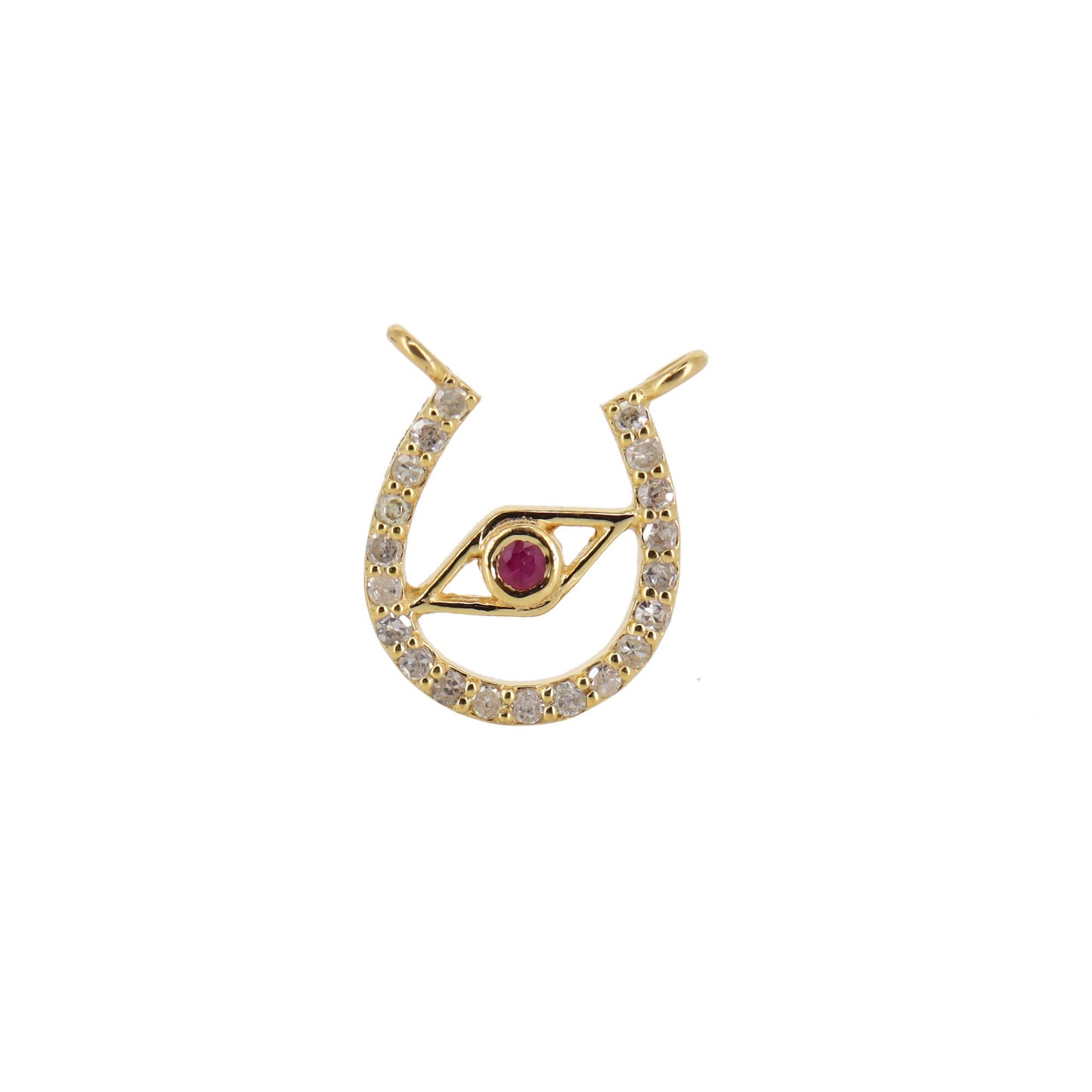 10X11Mm Horseshoe Charm Horseshoe Charm Ruby Evil Eye Horseshoe Charm Bracelet 14K Gold