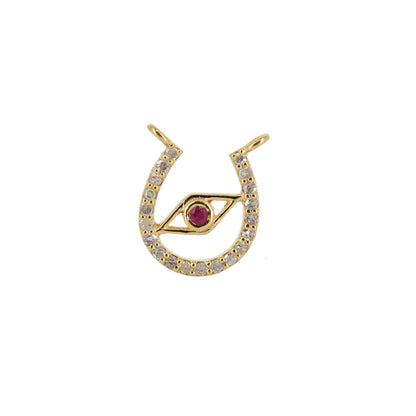 10X11Mm Horseshoe Charm Horseshoe Charm Ruby Evil Eye Horseshoe Charm Bracelet 14K Gold