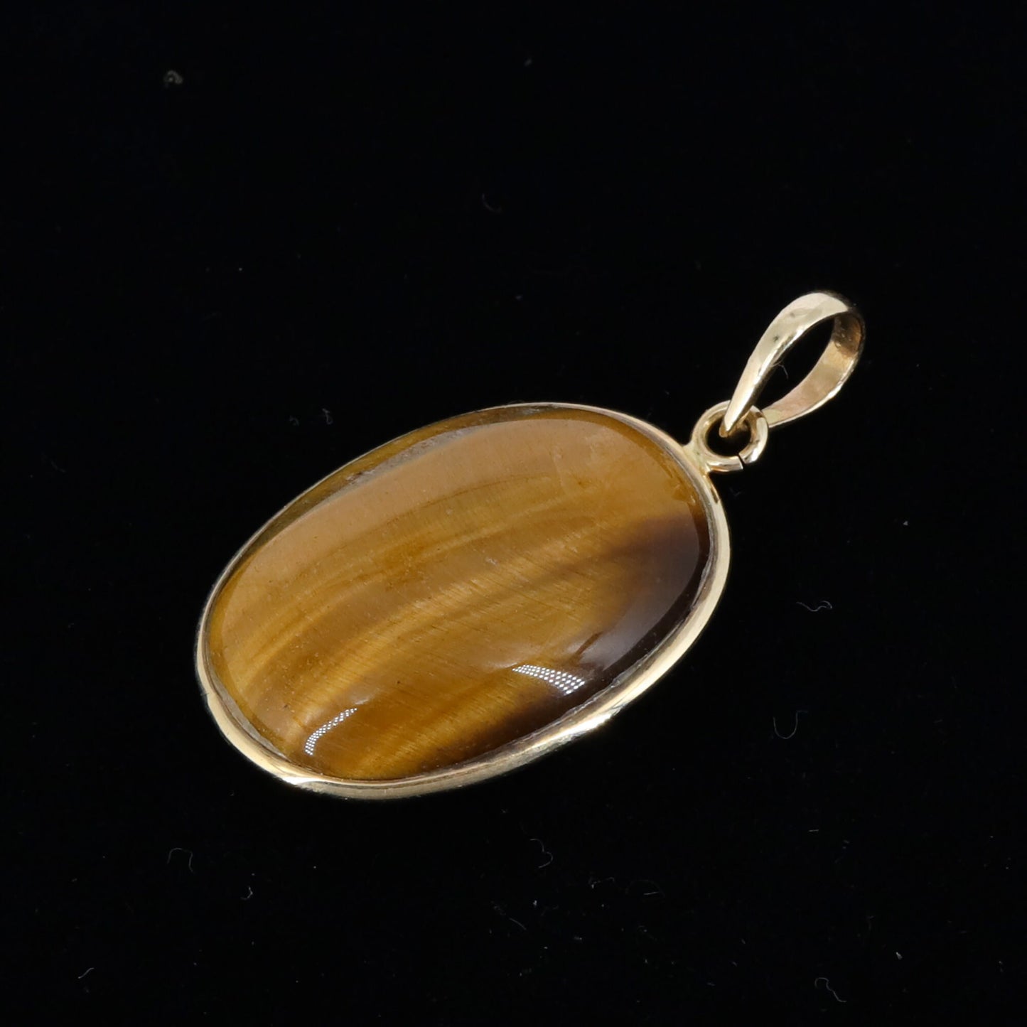 Tiger'S Eye Gemstone Pendant 14K Gold