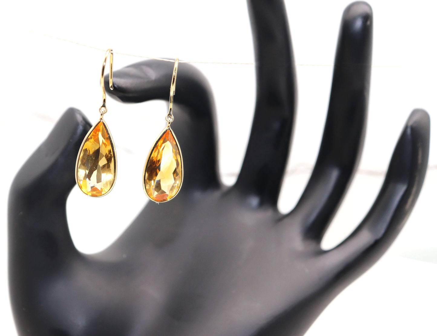 Yellow Handmade Citrine Hanging Earring 18K Gold