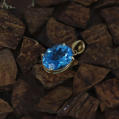 Anniversary Yellow Blue Topaz Pendant 14K Gold