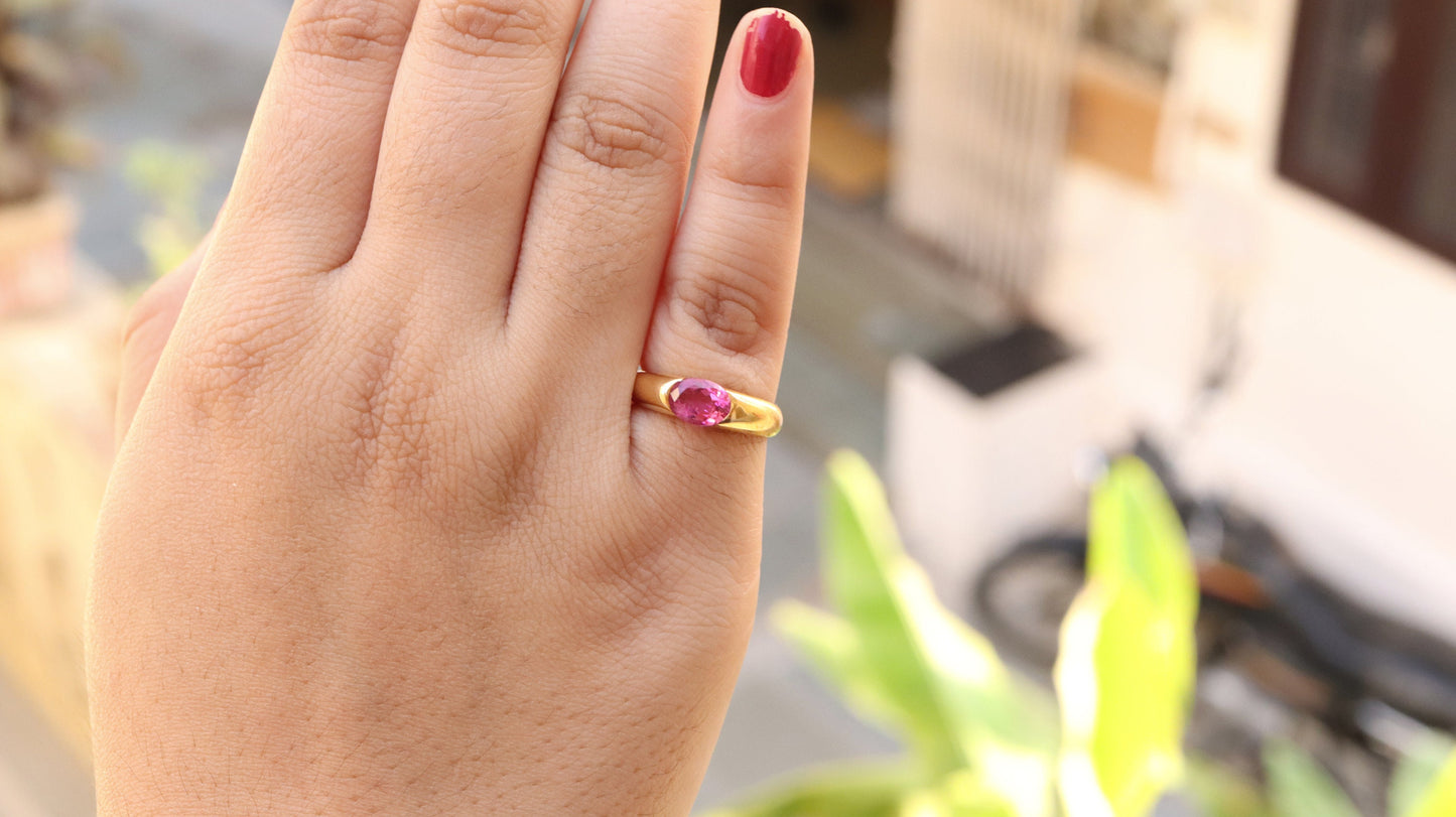 Pink Tourmaline Ring 18K Gold