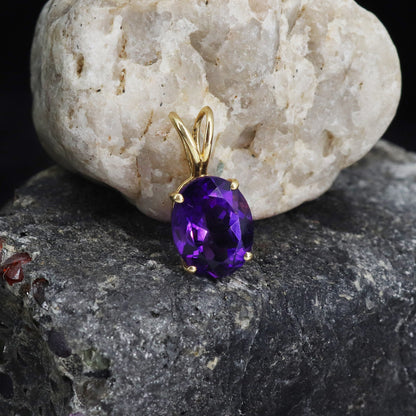 Boho Jewelry Purple Amethyst Necklace 14K Gold