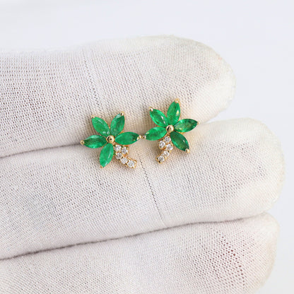 Emerald Stud Earring 14K Gold