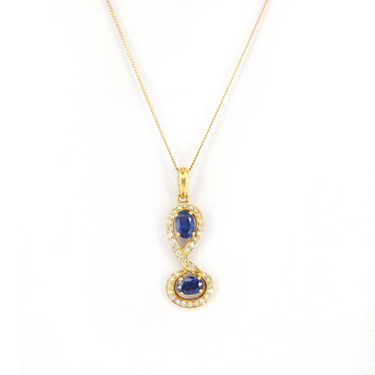 Blue Sapphire Pendant 18K Gold