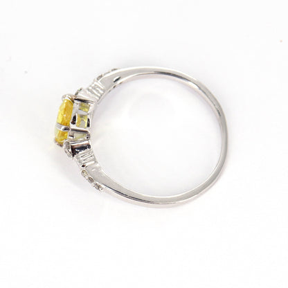 Solitaire Yellow Sapphire Ring 14K Gold