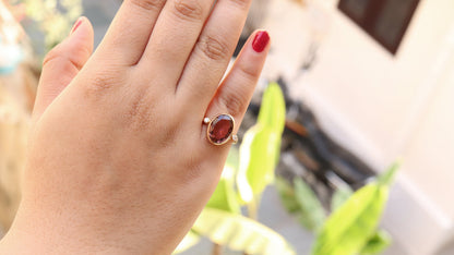 Pink Or Peach Tourmaline Oval Solitaire Ring 14K Gold