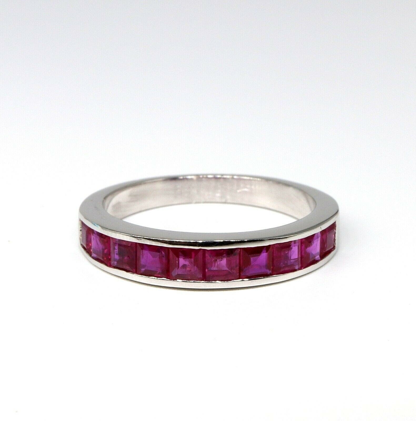 Ruby Wedding Band Yellow Band Ruby Half Eternity Band Stacking Ring 14K Gold