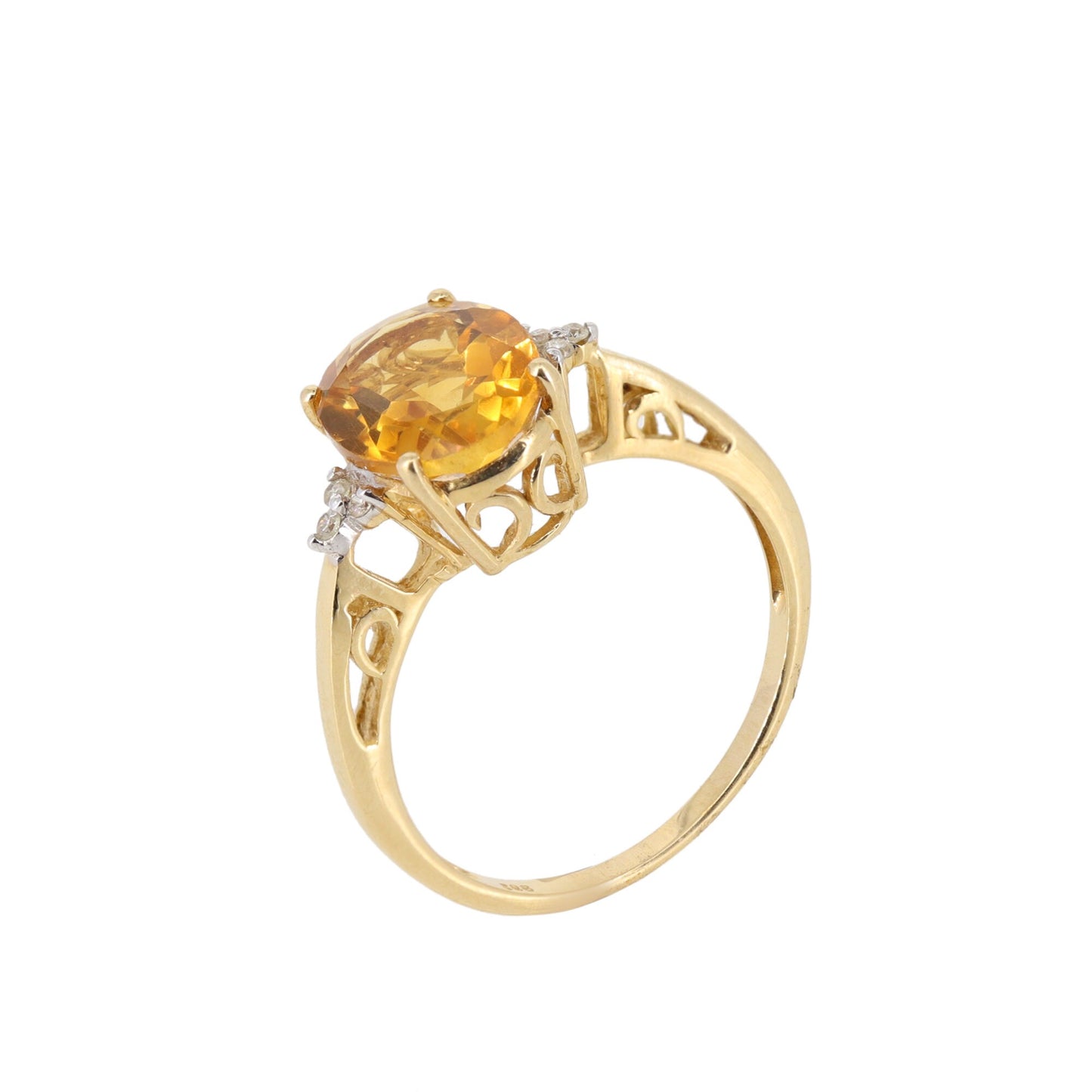 Citrine Tiny White Ring 14K Gold