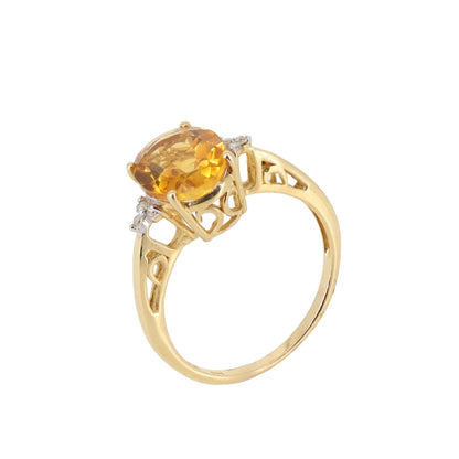 Citrine Tiny White Ring 14K Gold