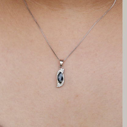 Marquise Cut Stone Wedding Blue Sapphire Pendant 18K Gold