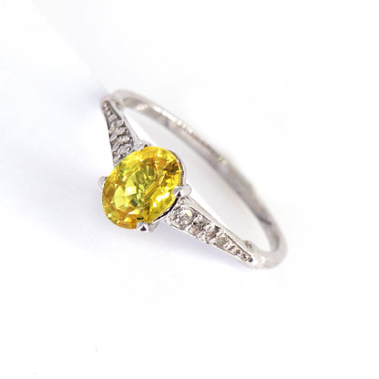 Solitaire Yellow Sapphire Ring 14K Gold