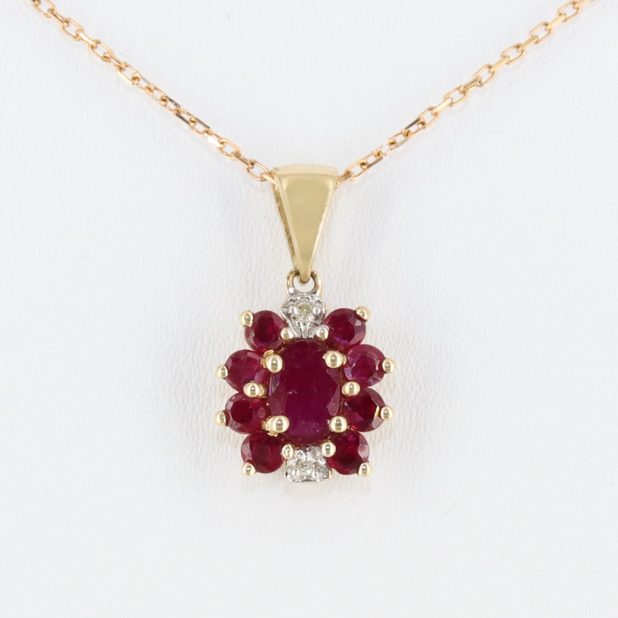 Red Color Gemstone Ruby & Pendant 14K Gold