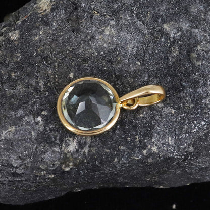 Green Amethyst Pendant 14K Gold