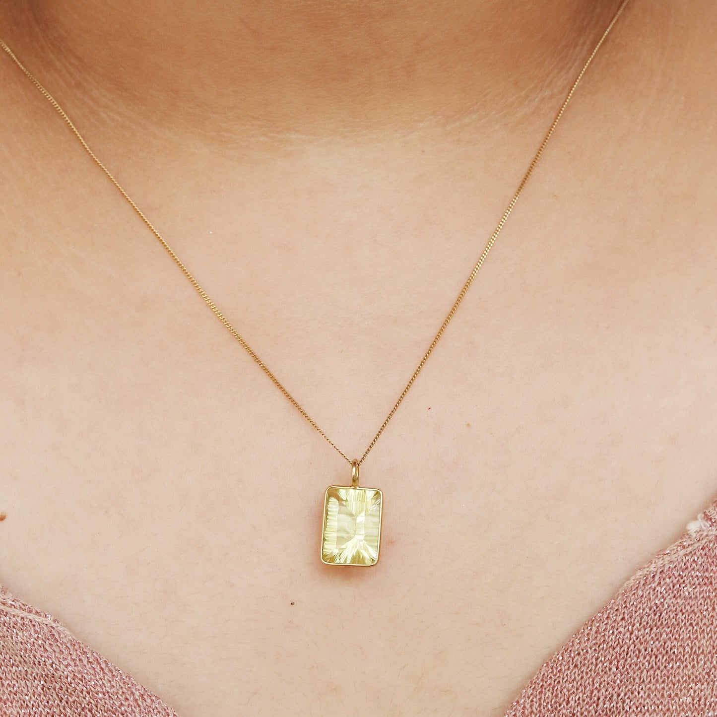 Lemon Topaz Necklace 14K Gold