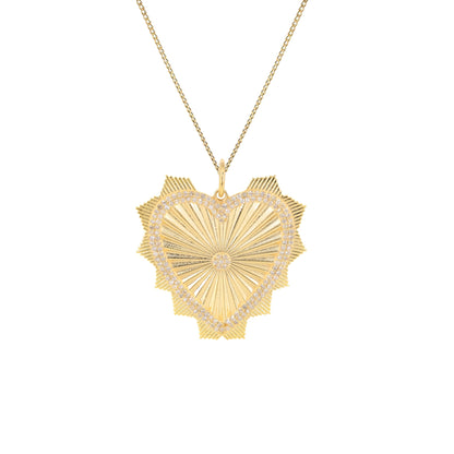 36X32Mm Shiny Heart Pendant 14K Gold