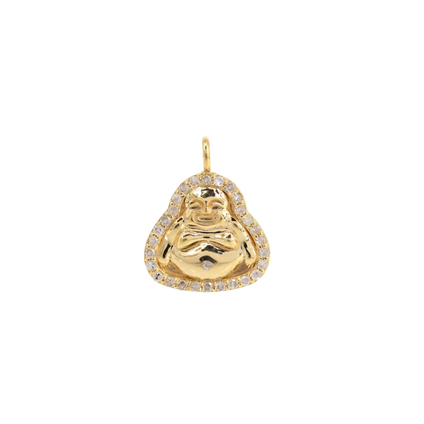 Laughing Buddha Charm Pendant 14K Gold