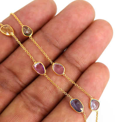 Yellow Sapphire Gemstone Necklace 18K Gold