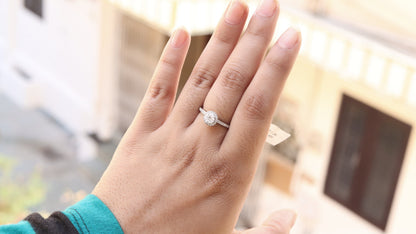 Illusion Setting 0.55 White Ring 18K Gold