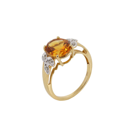 Yellow Citrine Statement Ring 14K Gold