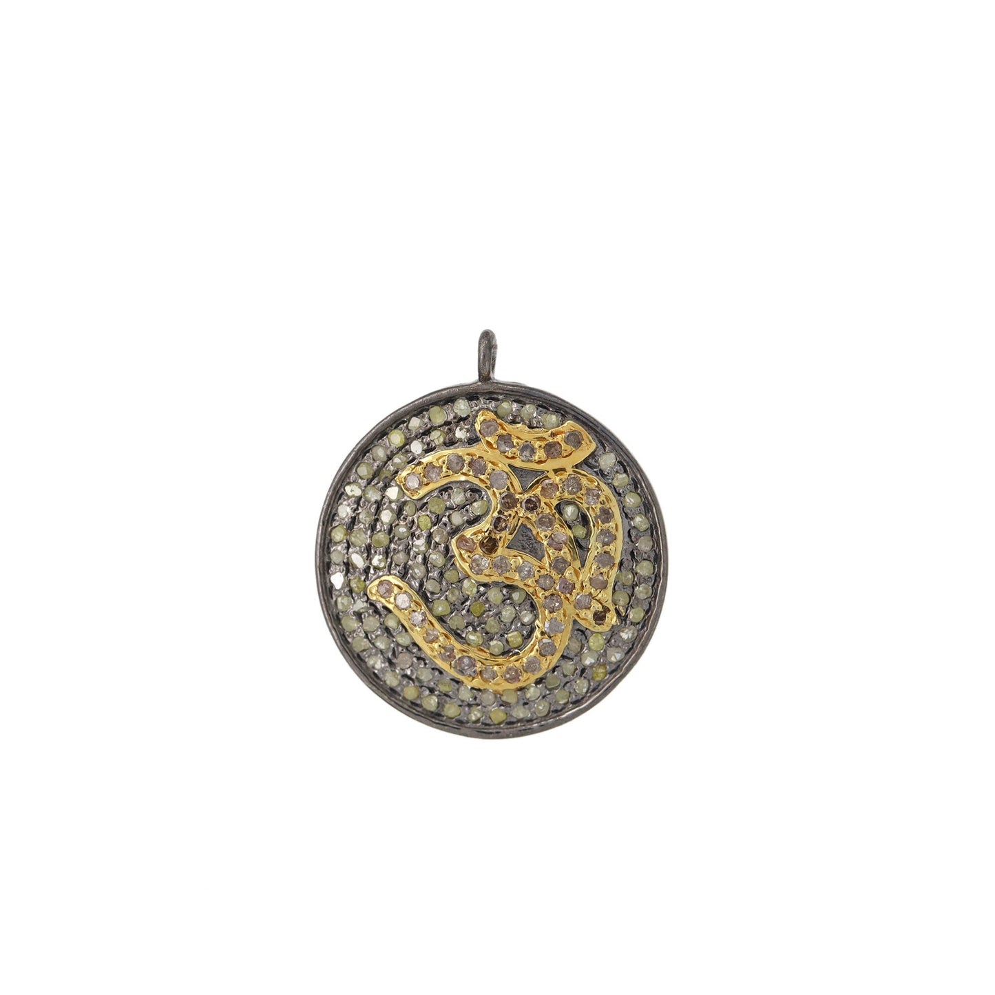 925 Sterling Spiritual Yoga Ohm Symbol Charms Victorian Pave Charm Artisan Organic Meditation Jewelry Making Charms Silver