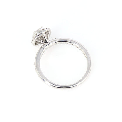 White Illusion Head Halo Engagement Ring 18K Gold
