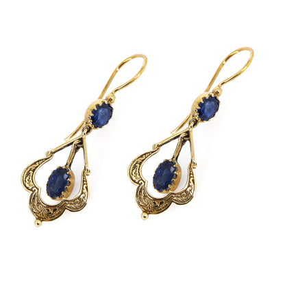 Dangling Blue Sapphire Earring Gold