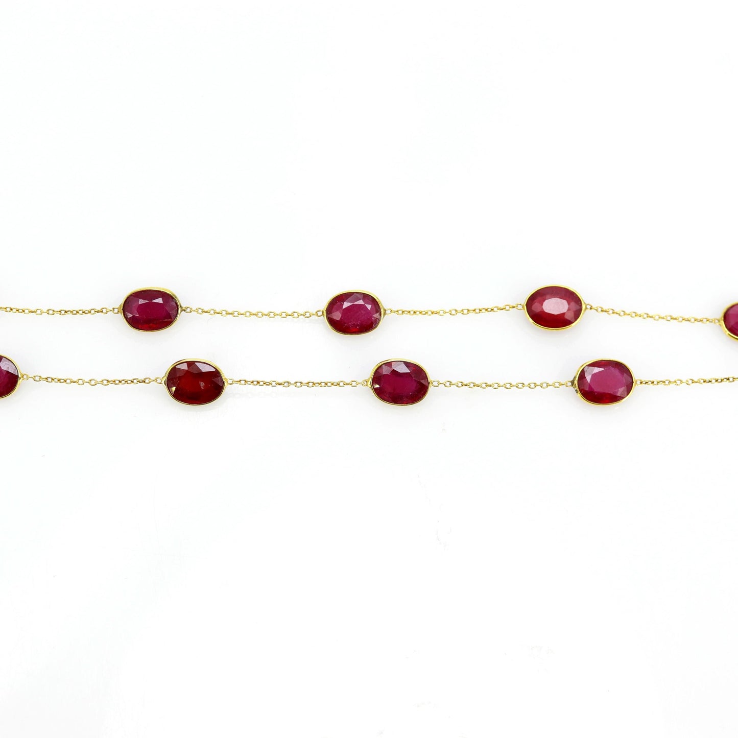 Yellow Red Ruby Necklace 14K Gold