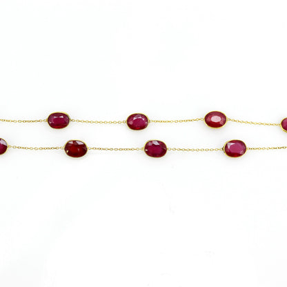 Yellow Red Ruby Necklace 14K Gold
