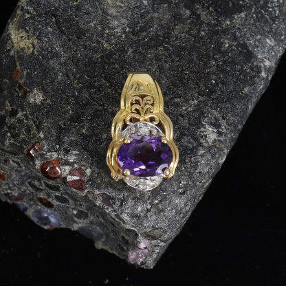 Unique Design Amethyst Necklace 14K Gold