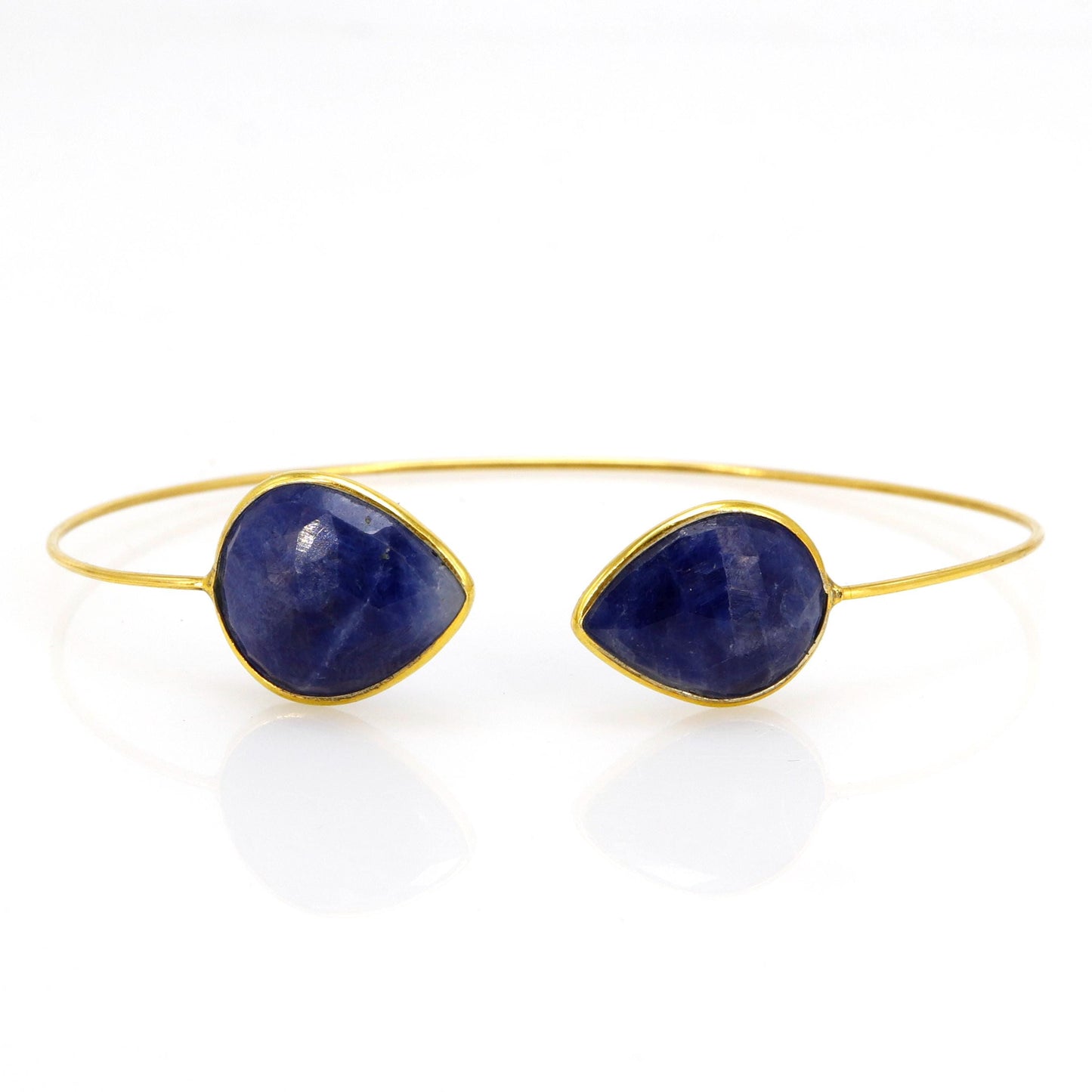 Oval Pear Shape Open Cuff Bangle Flexible Bangle Yellow Bangle B. Sapphire Fine Jewelry Anniversary 14K Gold