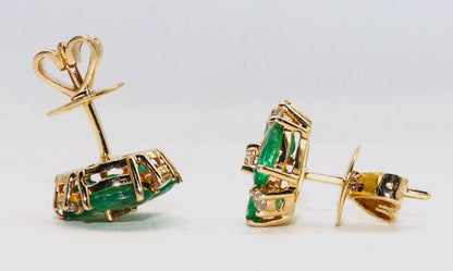 2.52 Emerald Delicate Dainty Studs Earring 14K Gold