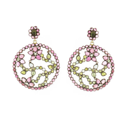 Pink & Green Tourmaline Earring