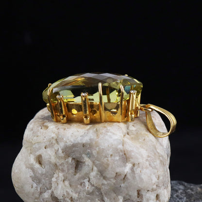 Yellow Lemon Topaz Pendant 18K Gold