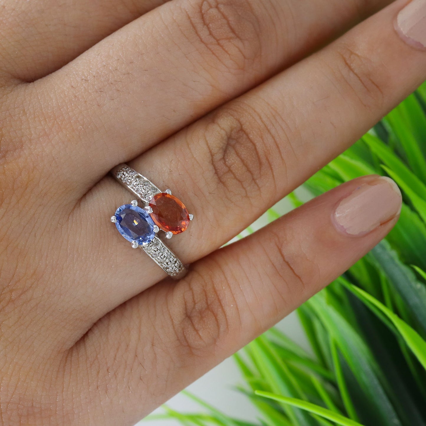 Oval Cut Multi Sapphire & Ring Silver