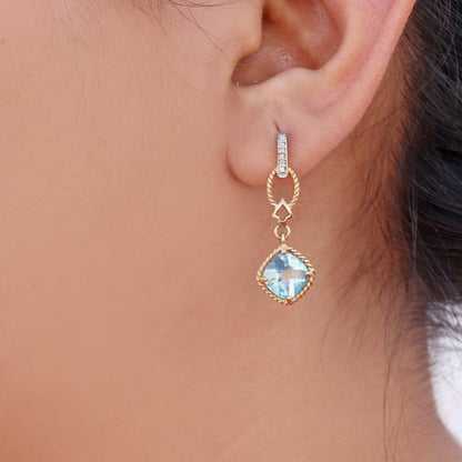 Blue Topaz Drop Earring 14K Gold