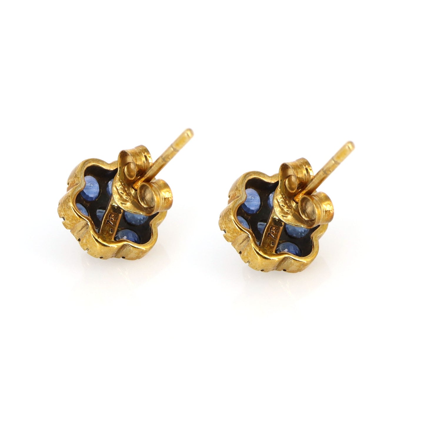9Mm Flower Shape Studs Daily Wear Studs Blue Sapphire 9K Yellow Sapphire Earring Gold