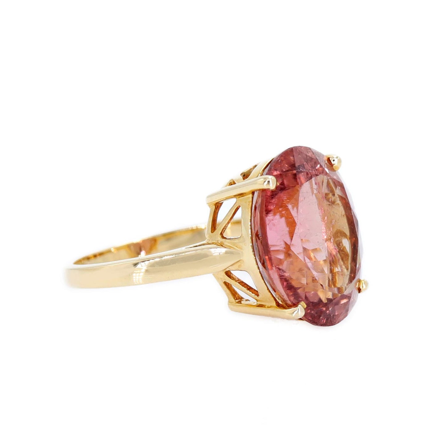 Pink Tourmaline Classic Cocktail Ring 14K Gold