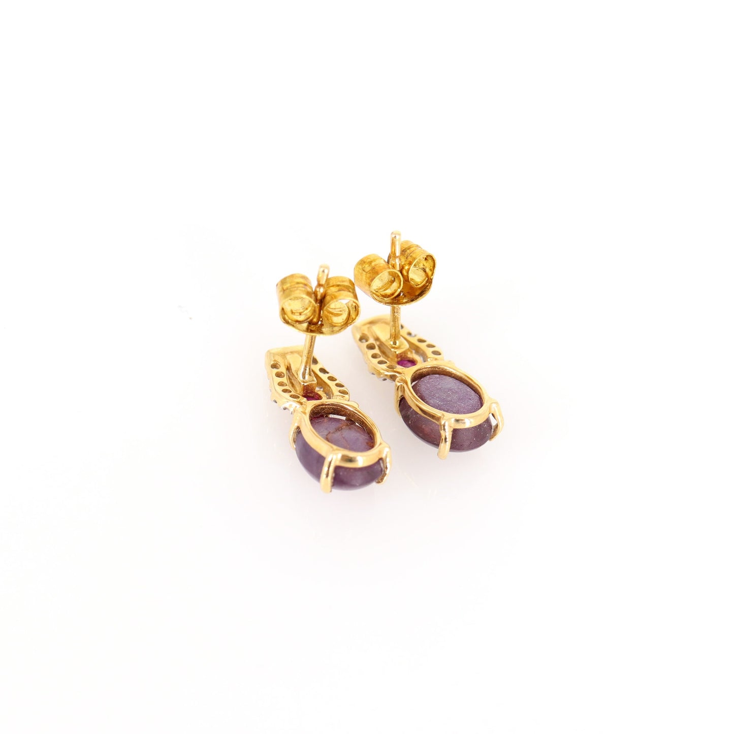 Star Ruby Stud Earring 14K Gold