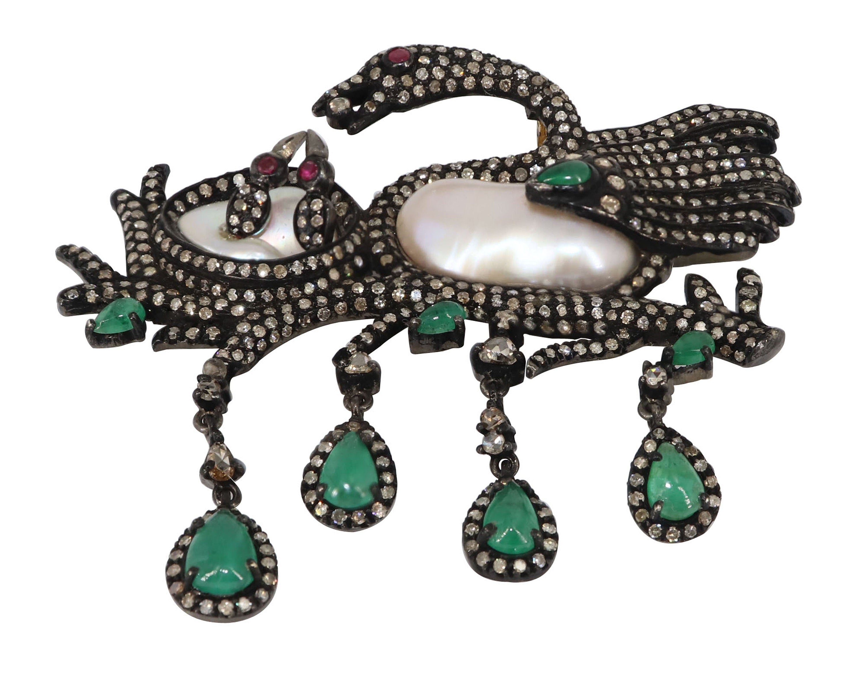 Exclusively Designed Victorian Siberian Crane Pendant