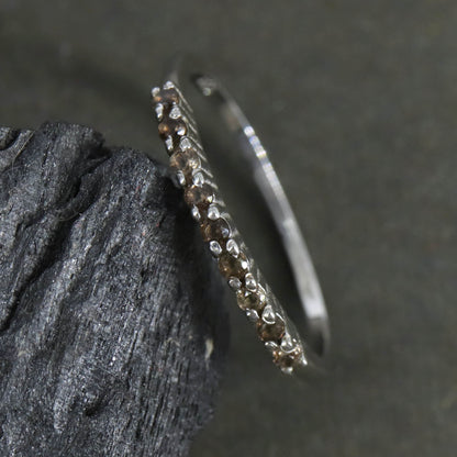 Minimalist Amethyst Smokey Quartz Citrine Gemstone Ring Silver
