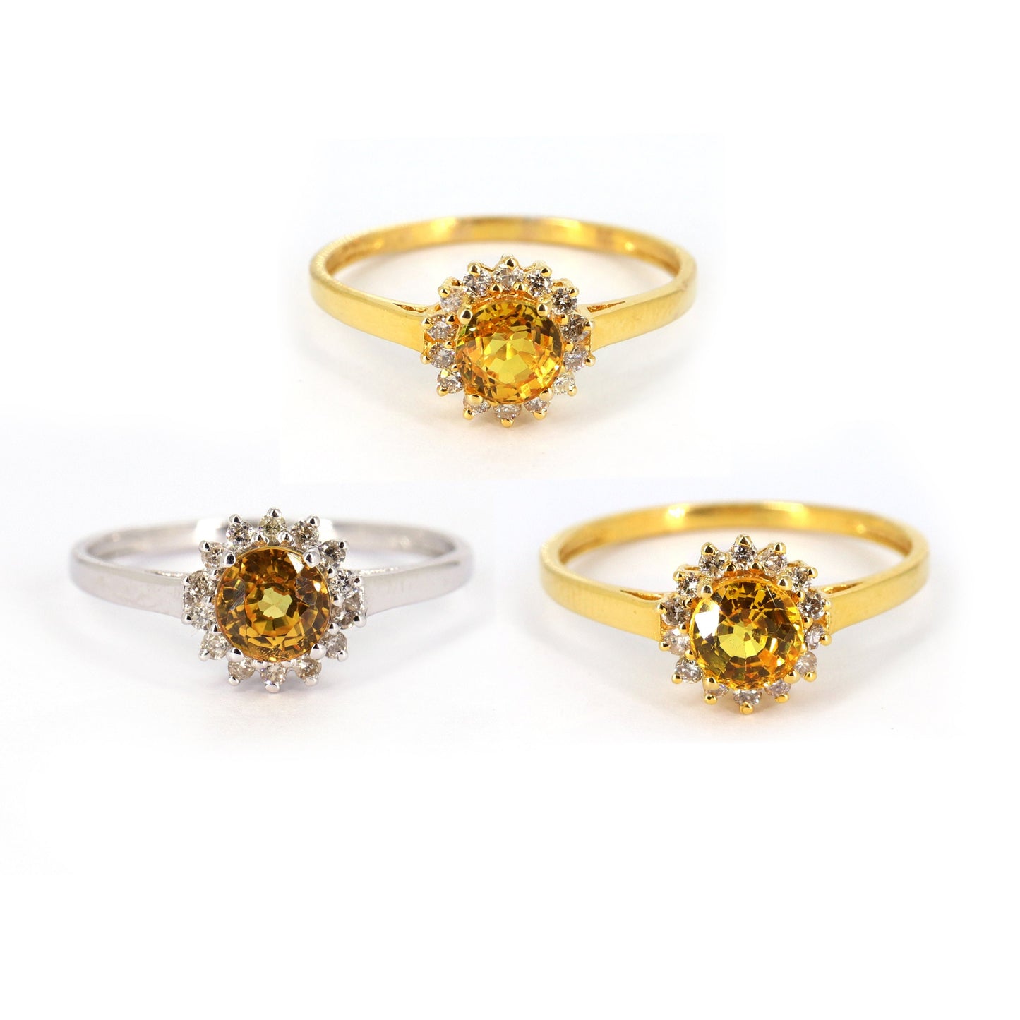 Brilliant Cut Yellow Sapphire Ring 14K Gold