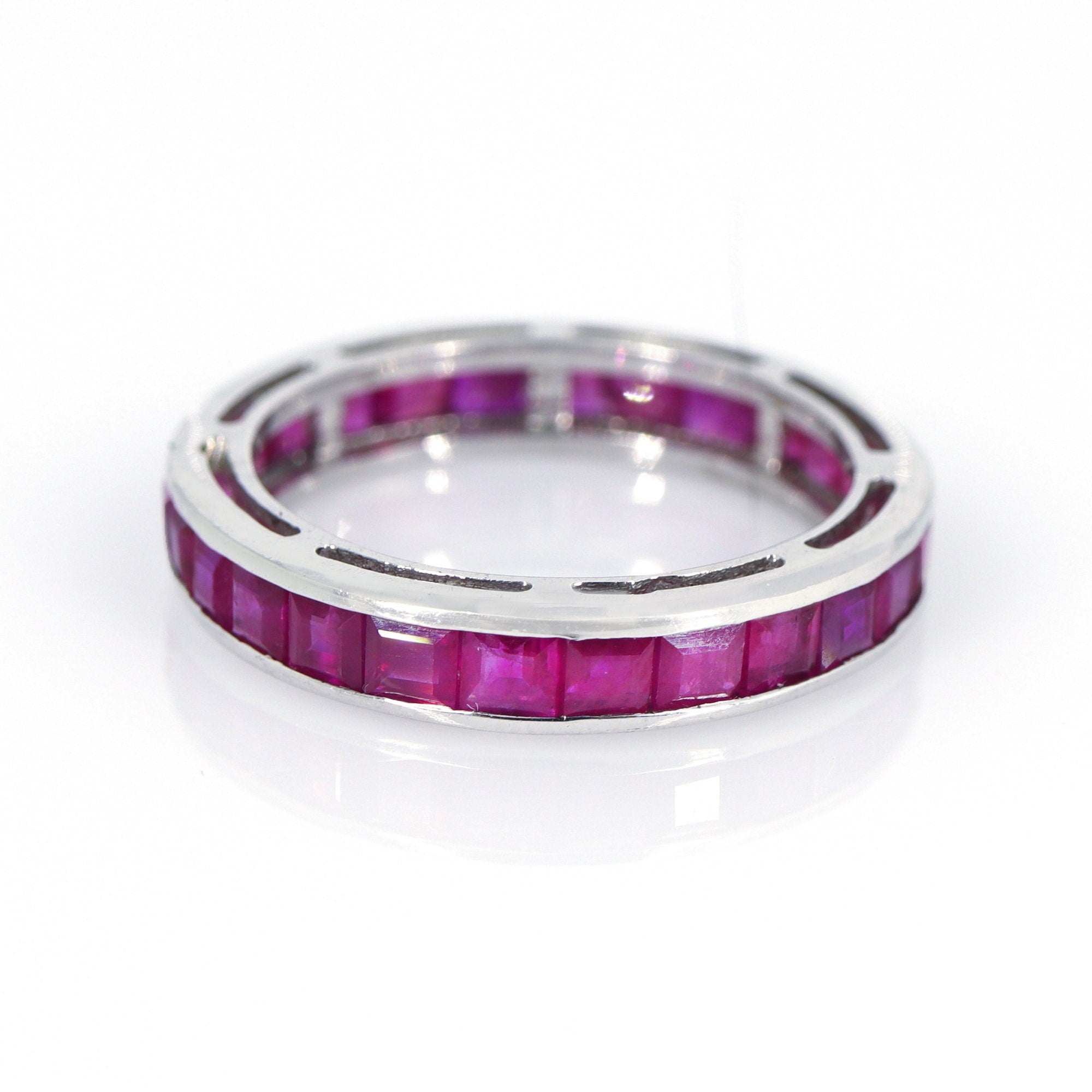 Full Eternity Band Ruby Ring Silver