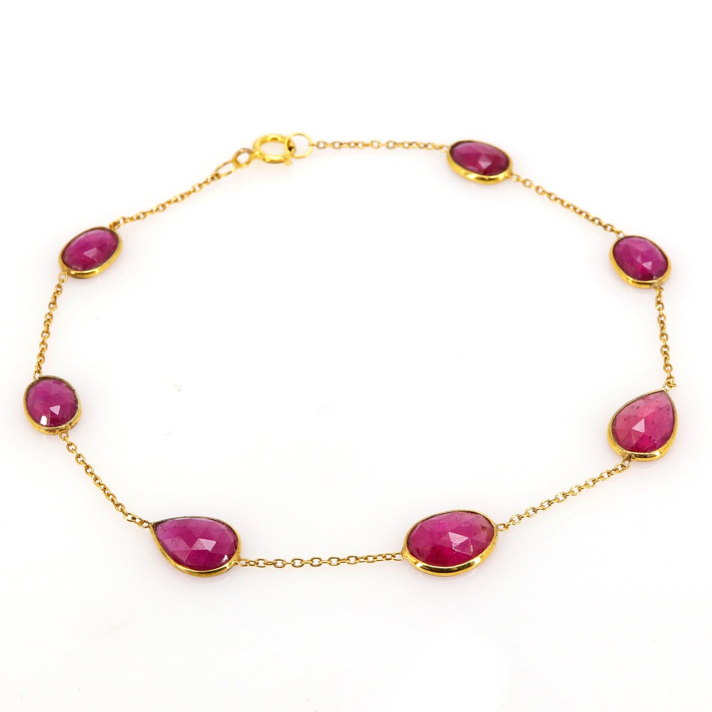 Handmade Ruby Bracelet 14K Gold